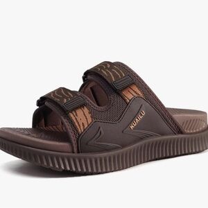 KuwaiLu Men's Dark Brown Slide Sandals